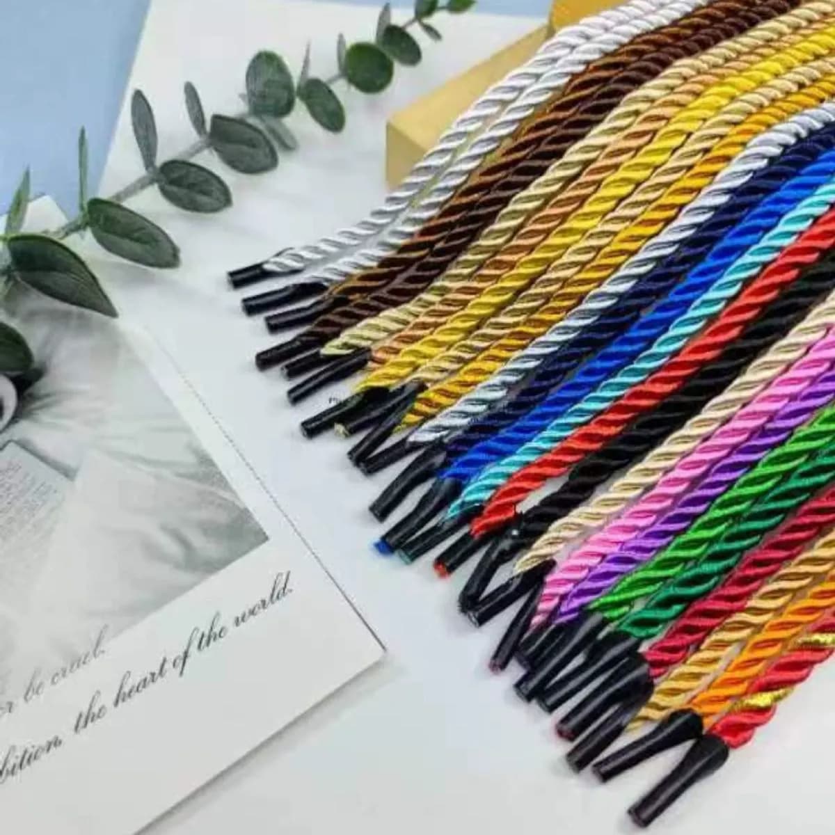 Glossy Core-Wrapped Three-Strand Twisted Cord